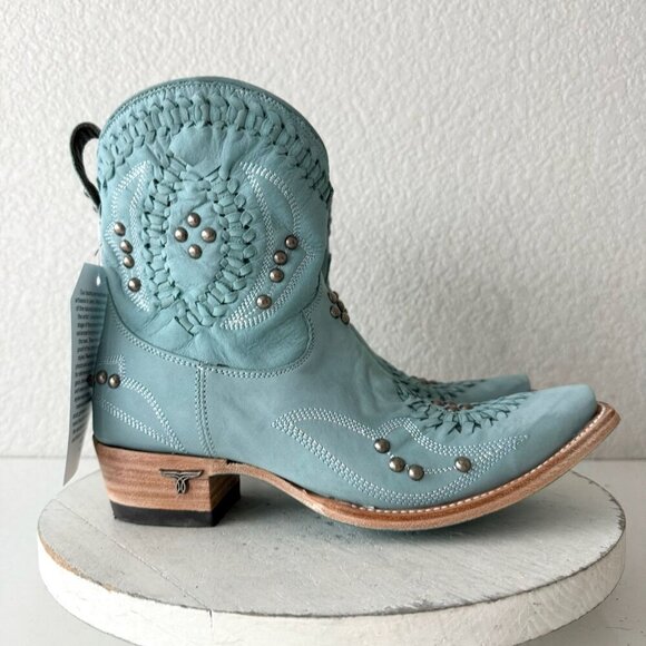 Lane COSSETTE Ladies Cowboy Bootie 7 Blue Leather Cowgirl Western Short Boots - Picture 2 of 13